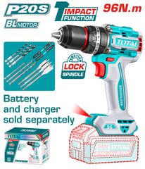 20V 96Nm Brushless Impact Drill with 13mm Metal Chuck without Battery and Charger