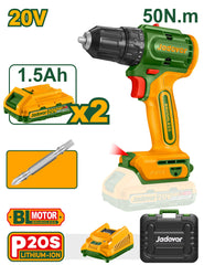20V 2-Battery 50Nm Shaft Drill with Plastic Bag without Carbon