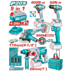 كومبو 5 قطع شنيور 66 نيوتن + دريل 1/2 بوصه 400 نيوتن + صاروخ 4.5 + شاكوش 26 مم + كشاف + 2 بطارية 4 أمبير + شنطة ترولي25+ بسكوته 4.5 + طقم لقم وبنط واكسسوار