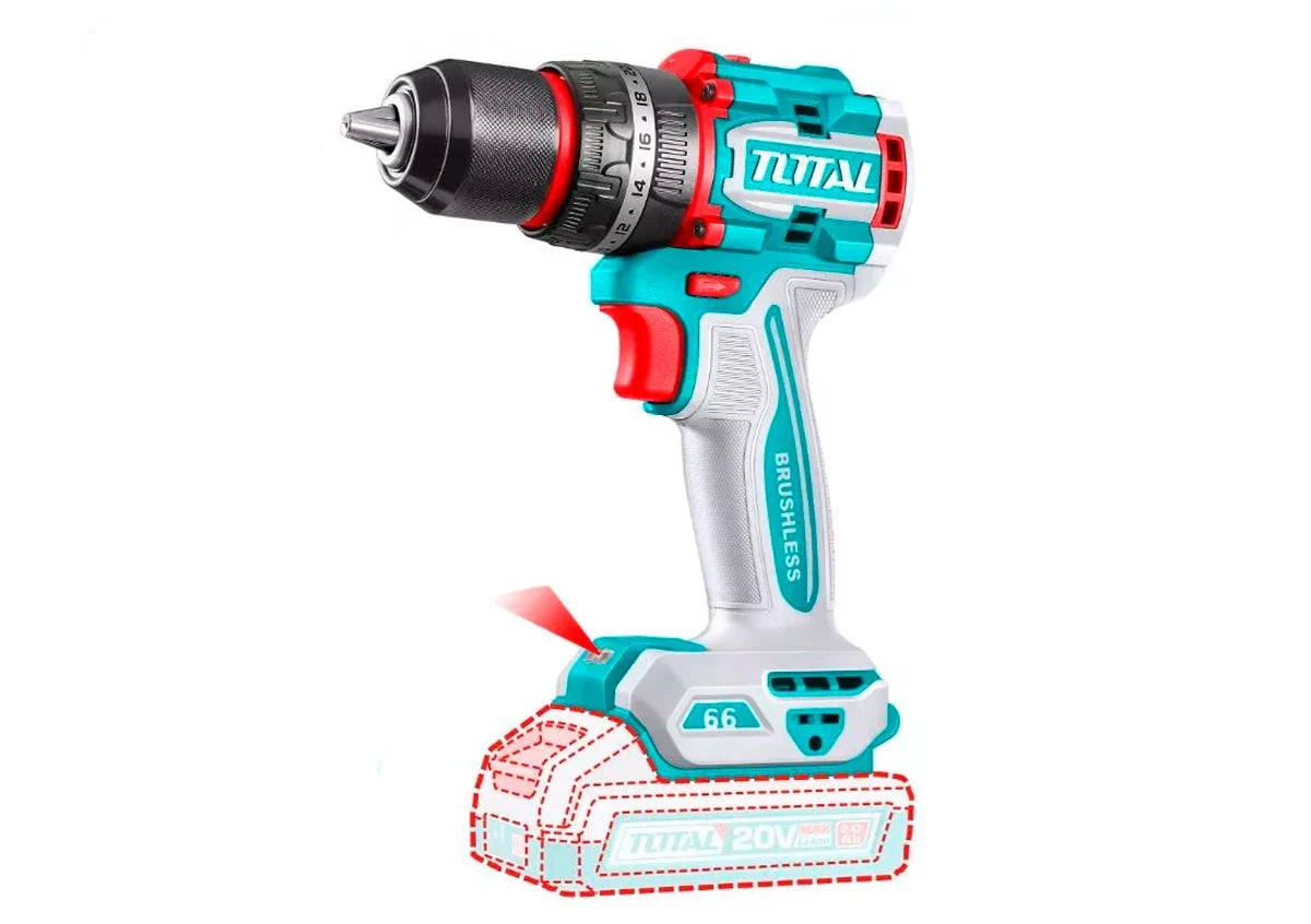 20V 66Nm battery drill, 2 2A battery drill and charger