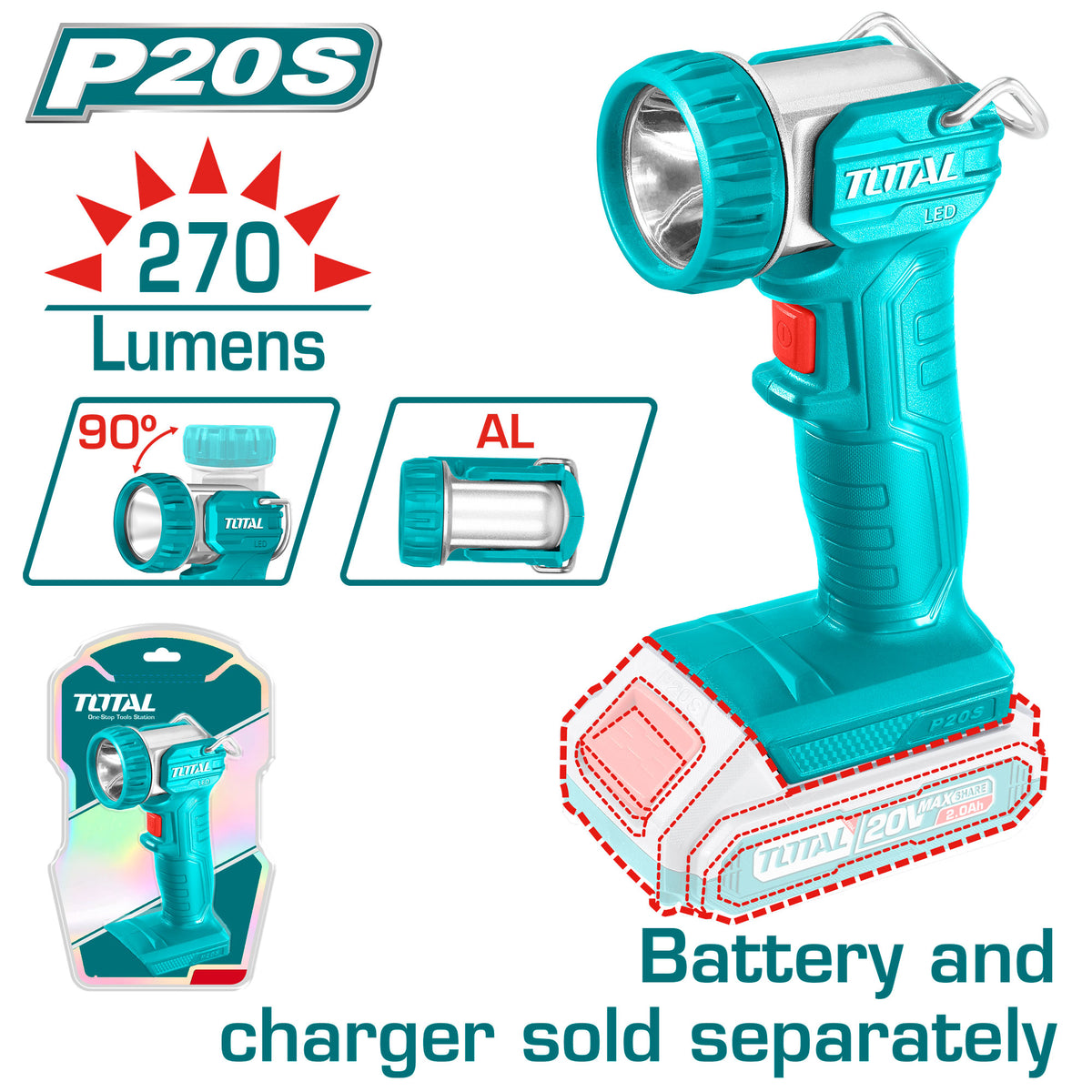 20V Heavy Duty Battery Spotlight Without Battery &amp; Charger