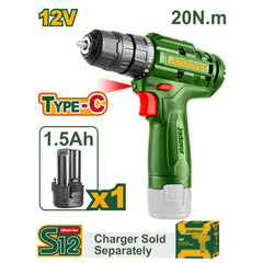 شنيور بطارية 12 فولت 1 بطارية بدون شاحن Type C