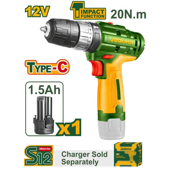 شنيور بطارية 12 فولت 1 بطارية دقاق بدون شاحن Type C