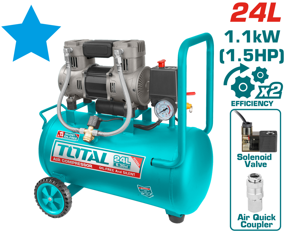 24 liter oil-free silencer compressor