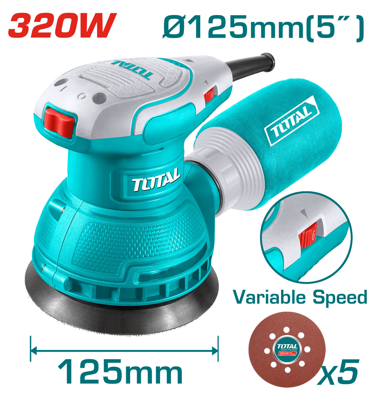 5 inch 320 watt circular sander