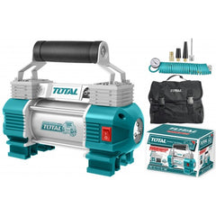 12V 2-piston heavy-duty compressor + connections + flashlight + bag